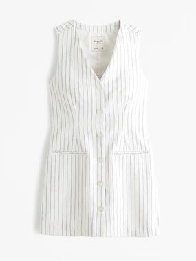 Abercrombie & Fitch Linen Blend Striped Mini Dress Medium Tall